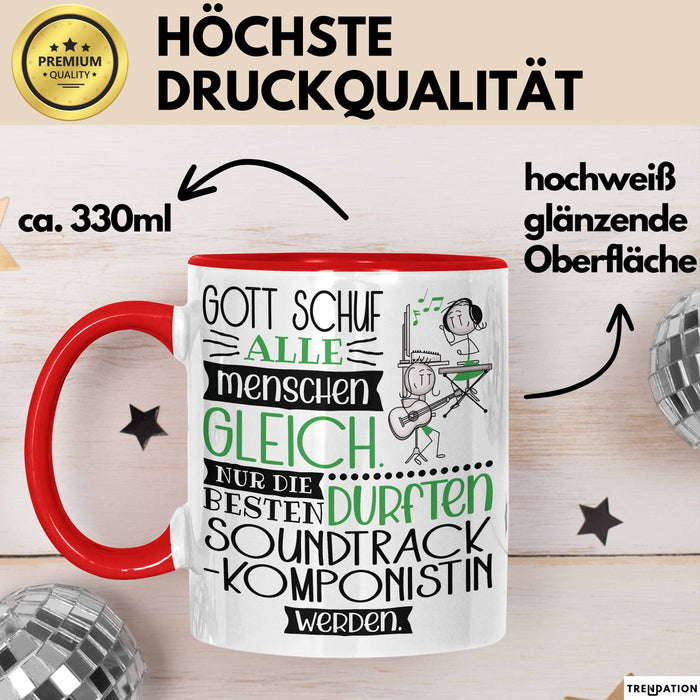 Soundtrack-Komponistin Geschenk Becher Tasse Gott Schuf Alle Menschen Gleich Nur Die Besten Durfeten Soundtrack-Komponistin Werden Geschenkidee Lustig Rot Trendation