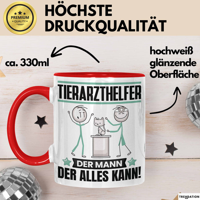 Tierarzthelfer Tasse Geschenk für Tierarzthelfer Der Mann Der Alles Kann Geschenkidee zum Geburtstag Rot Trendation