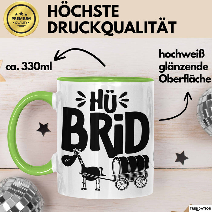 Hü Brid Tasse Geschenk Esel Hybrid Lustiges Hybrid Auto Pferd Esel Geschenkidee E-Auto Elektroauto Grün Trendation