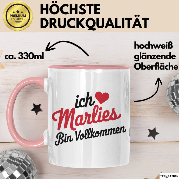 Marlies Tasse Geschenk Ich Bin Vollkommen Marlies Geschenkidee Geburtstag Rosa Trendation