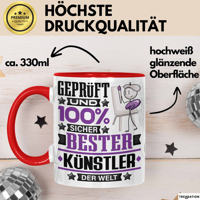 Künstler Geschenk Lustiger Spruch für Künstler Geschenkidee Bester Künstler Der Welt Rot Trendation