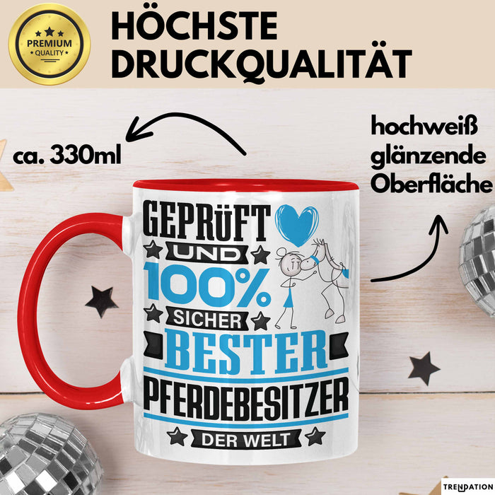 Pferdebesitzer Geschenk Lustiger Spruch für Pferdebesitzer Geschenkidee Bester Pferdebesitzer Der Welt Rot Trendation