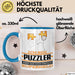 Puzzler Geschenk Tasse Ich Bin Puzzler Aber Sag Doch Einfach Superheld Lustige Geschenkdiee für Puzzler Kaffee-Becher Blau Trendation