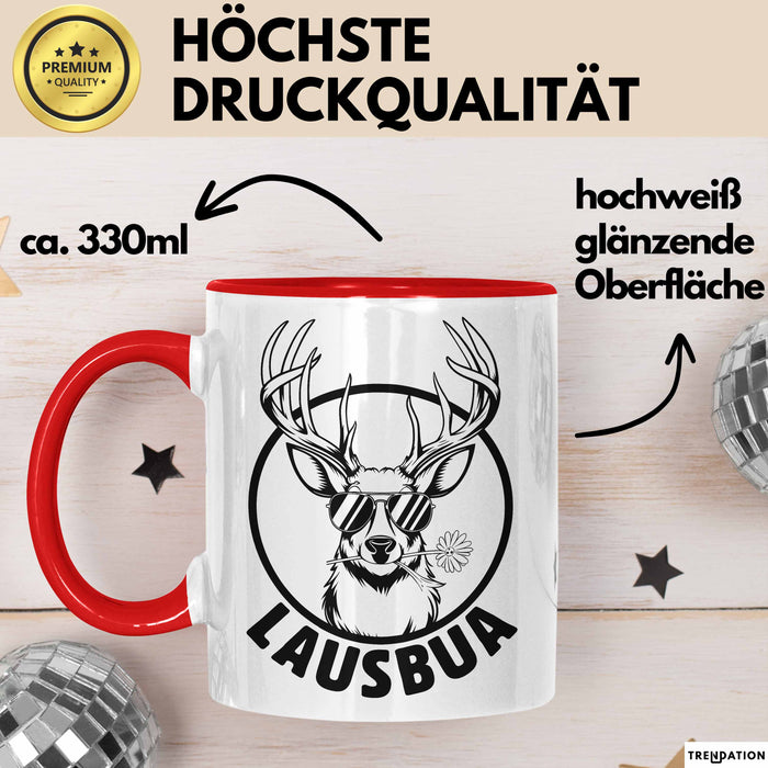 Lausbua Tasse Geschenk Oktober München Geschenkidee Hirsch Becher Rot Trendation