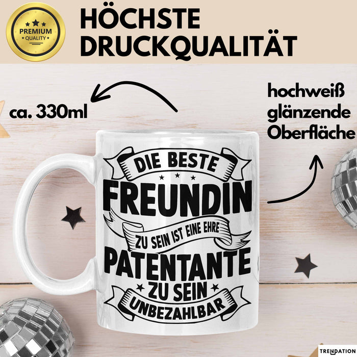 Patentante Geschenk Tasse Spruch Geschenkidee Beste Patentante Zu Sein Ist Unbezahlbar Kaffee-Becher Weiß Trendation