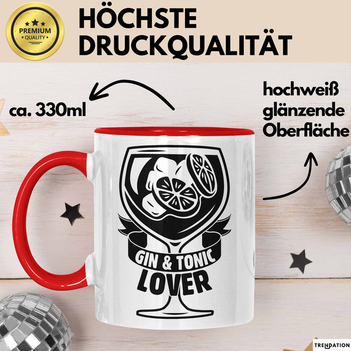 Gin Tonic Lover Tasse Geschenk Becher Rot Trendation