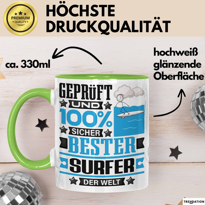Surfer Geschenk Lustiger Spruch für Surfer Geschenkidee Bester Surfer Der Welt Grün Trendation