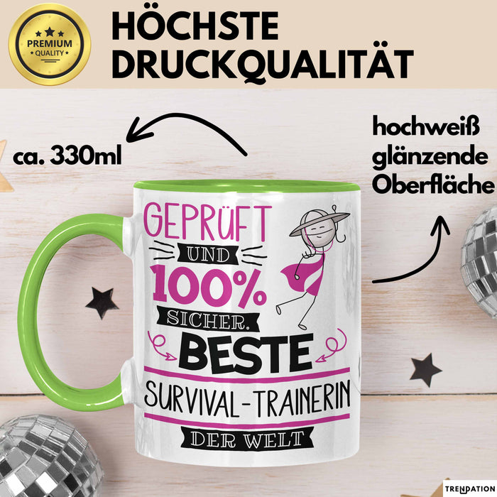 Survival-Trainerin Geschenk Becher Tasse Gott Schuf Alle Menschen Gleich Nur Die Besten Durfeten Survival-Trainerin Werden Geschenkidee Lustig Grün Trendation