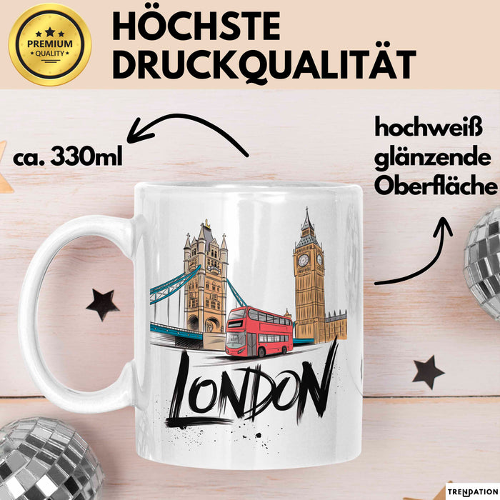 England London Skyline Tasse Geschenk Lustige Geschenkidee Spruch Weiß Trendation
