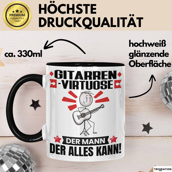 Gitarrenvirtuose Tasse Geschenk für Gitarrenvirtuose Der Mann Der Alles Kann Geschenkidee zum Geburtstag Schwarz Trendation