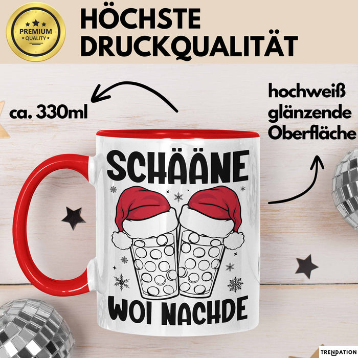 Weihnachten Tasse Geschenk Schääne Woi Nachde Kaffee-Becher Rot Trendation