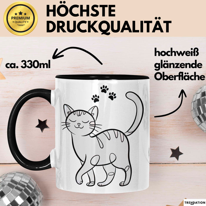 Katzen Tierliebhaber Tasse Geschenk Lustige Geschenkidee Spruch Schwarz Trendation