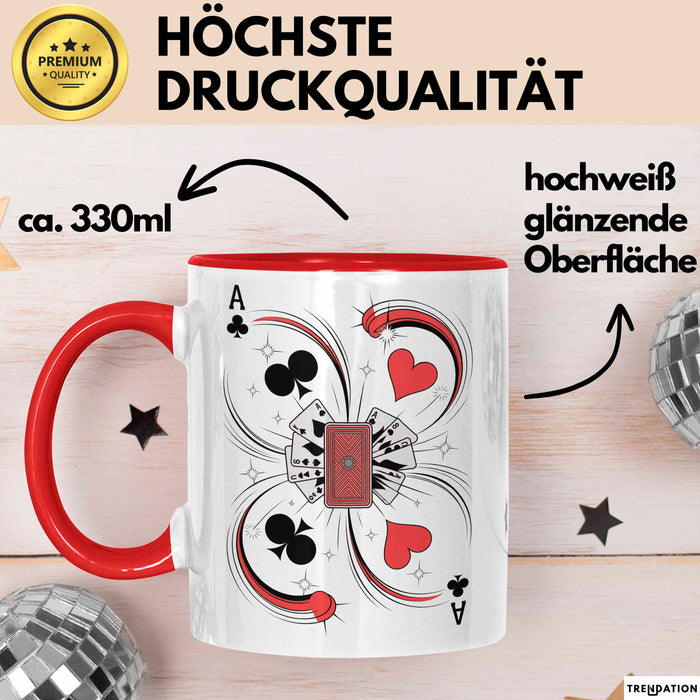 Kartenspiel Spieler Tasse Geschenk Lustige Geschenkidee Spruch Für Karten Meister Rot Trendation