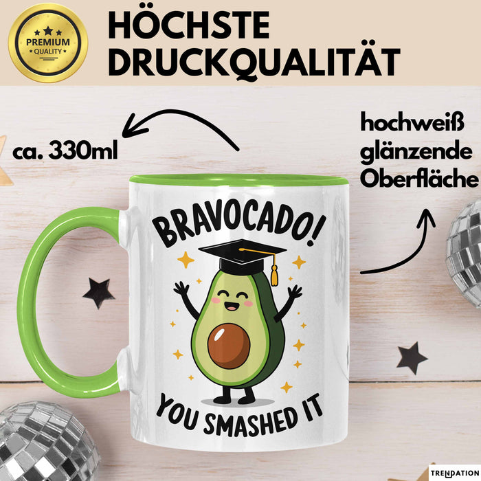 Schüler Abschluss Avocados Tasse Geschenk Lustige Geschenkidee Spruch Bravocado Grün Trendation