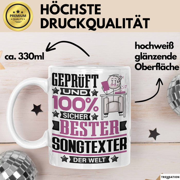 Songtexter Geschenk Lustiger Spruch für Songtexter Geschenkidee Bester Songtexter Der Welt Weiß Trendation