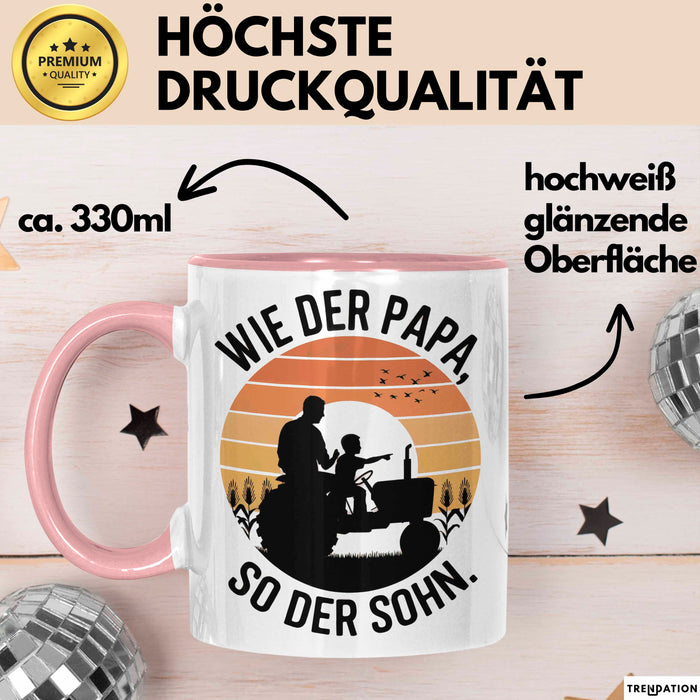 Papa Vatertag Vater Sohn Tasse Becher Geschenk Lustige Geschenkidee Spruch Wie Der Papa So Der Sohn Rosa Trendation