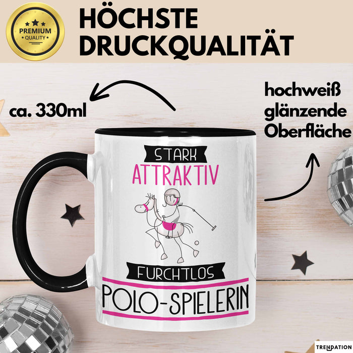 Polo-Spielerin Tasse Geschenk Becher Stark Attraktiv Furchtlos Polo-Spielerin Lustige Geschenkidee Trendation