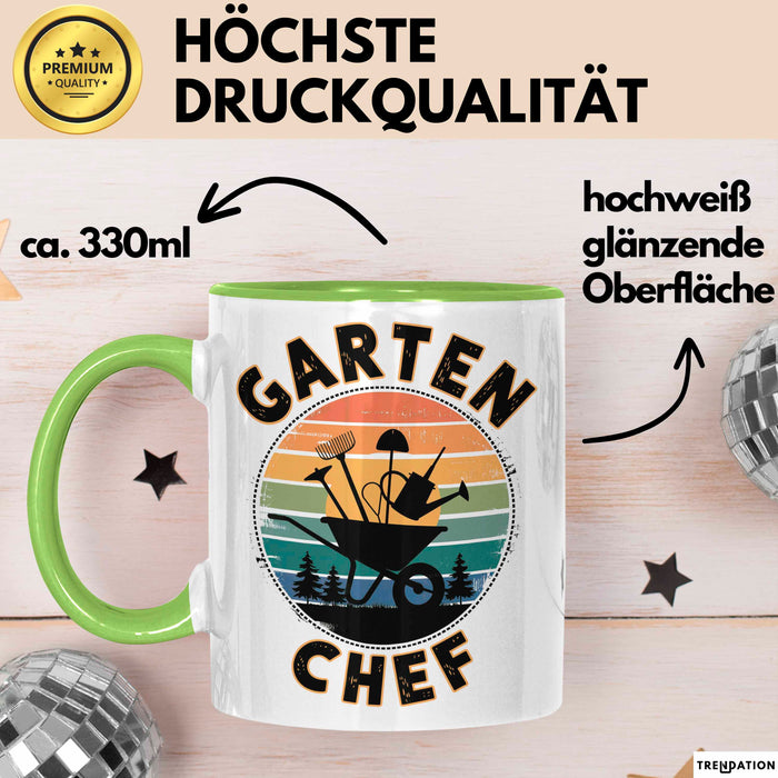 Garten Pflanzen Gärtner Tasse Geschenk Lustige Geschenkidee Spruch Garten Chef Grün Trendation