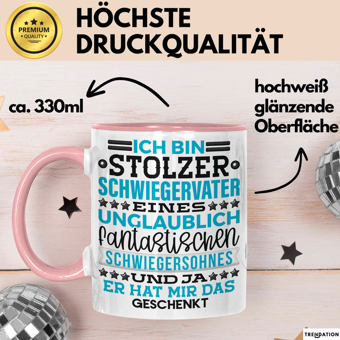 Schwiegervater Geschenk Von Schwiegersohn Geschenkidee Tasse Spruch Becher Rosa Trendation
