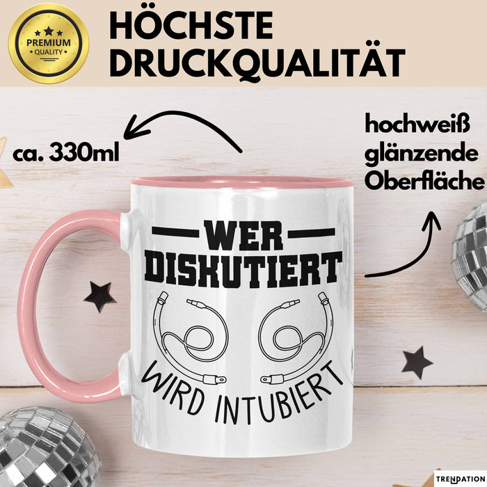Krankenschwester Tasse Geschenk Wer Diskutiert Wird Intubiert Krankenhaus Geschenkidee Rosa Trendation