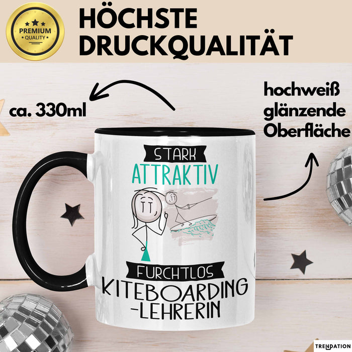 Kiteboarding-Lehrerin Tasse Geschenk Becher Stark Attraktiv Furchtlos Kiteboarding-Lehrerin Lustige Geschenkidee Trendation