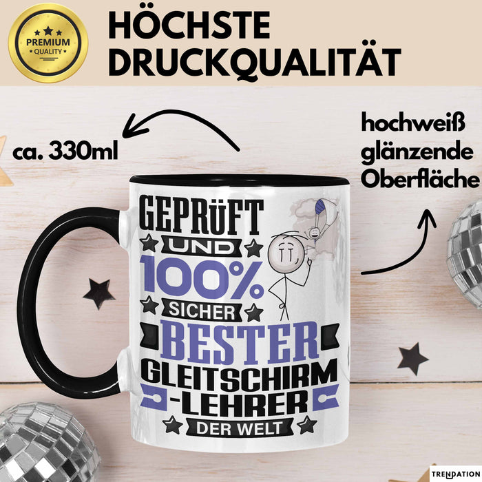 Gleitschirmlehrer Geschenk Lustiger Spruch für Gleitschirmlehrer Geschenkidee Bester Gleitschirmlehrer Der Welt Schwarz Trendation