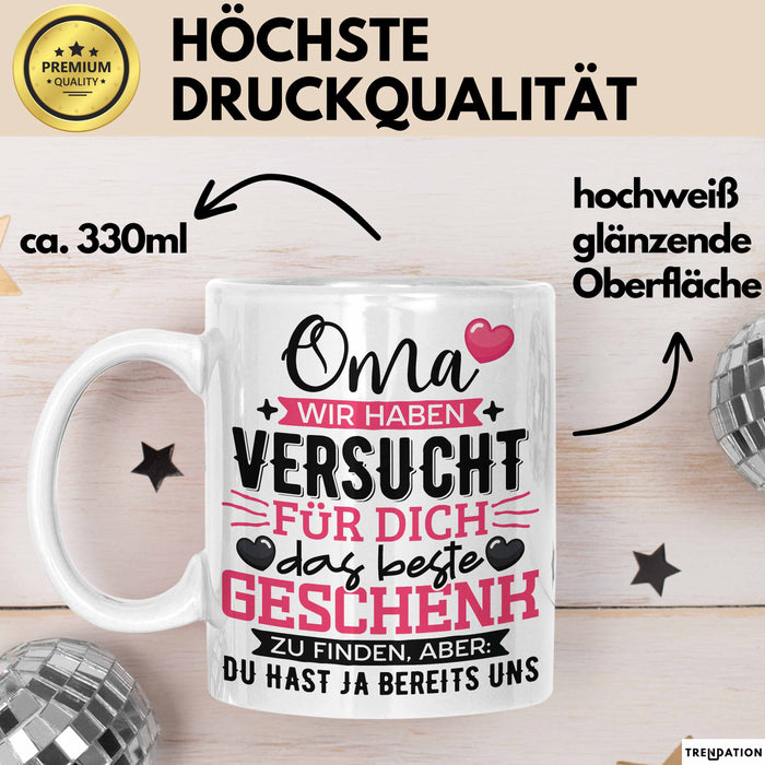 Geschenk Oma Tasse Muttertag Witzige Spruchidee Originell Weiß Trendation