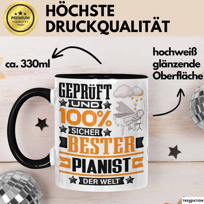 Pianist Geschenk Lustiger Spruch für Pianist Geschenkidee Bester Pianist Der Welt Schwarz Trendation