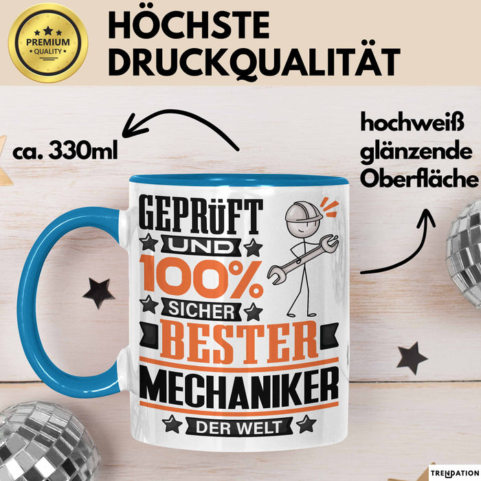 Mechaniker Geschenk Lustiger Spruch für Mechaniker Geschenkidee Bester Mechaniker Der Welt Blau Trendation