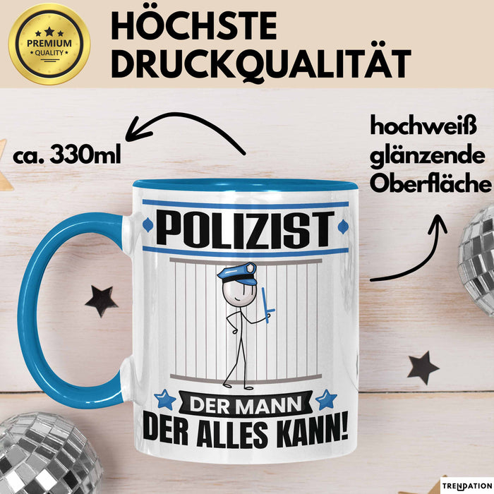 Polizist Tasse Geschenk für Polizist Der Mann Der Alles Kann Geschenkidee zum Geburtstag Blau Trendation
