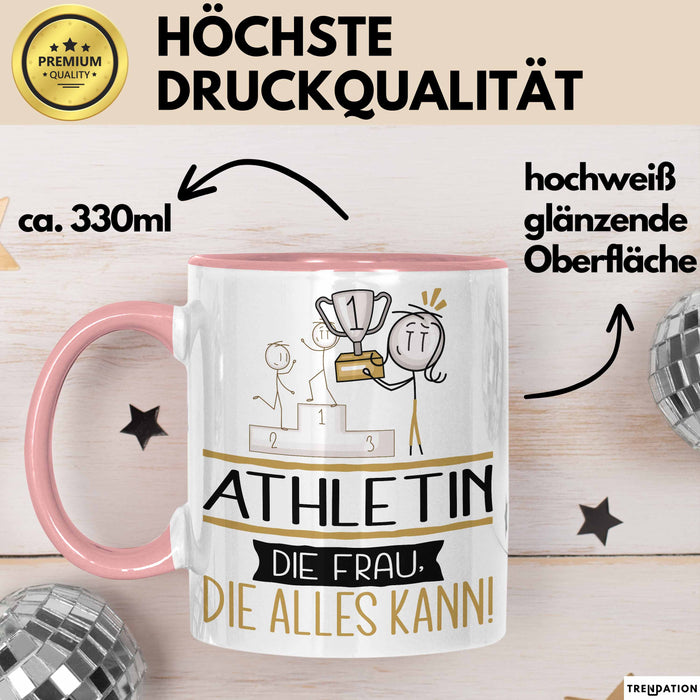 Athletin Geschenk Tasse Becher Die Frau Die Allen Kann Geschenkidee für eine Athletin Lustig Rosa Trendation