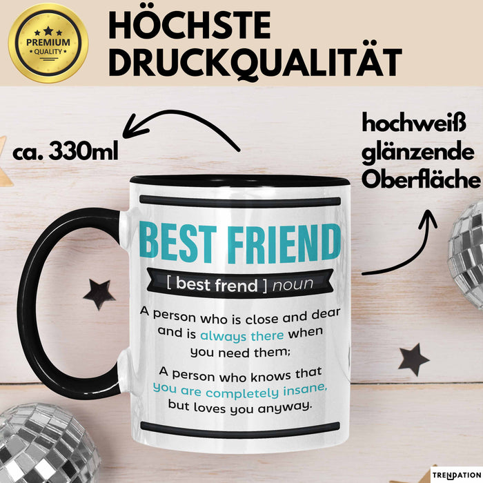 Tasse Geschenk Best Friend Definition Lustiger Spruch Becher Schwarz Trendation