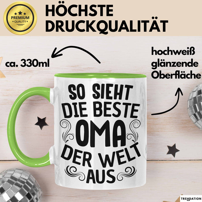 Oma Tasse Geschenk So Sieht Die Beste Oma Der Welt Aus Muttertag Grün Trendation