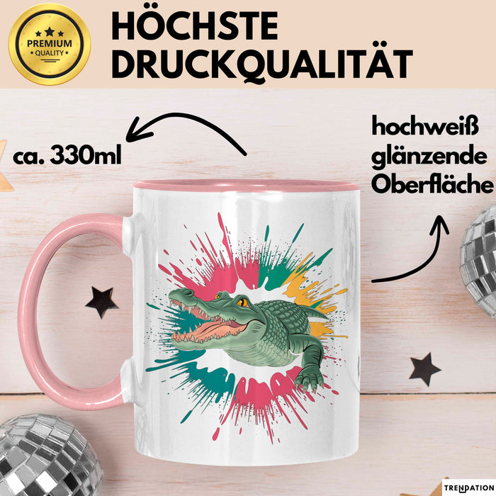 Krokodil Tier Tasse Geschenk Lustige Geschenkidee Spruch Rosa Trendation