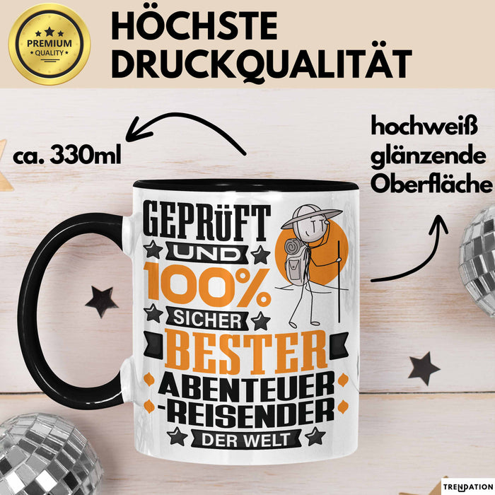 Abenteurreisender Geschenk Lustiger Spruch für Abenteurreisender Geschenkidee Bester Abenteurreisender Der Welt Schwarz Trendation