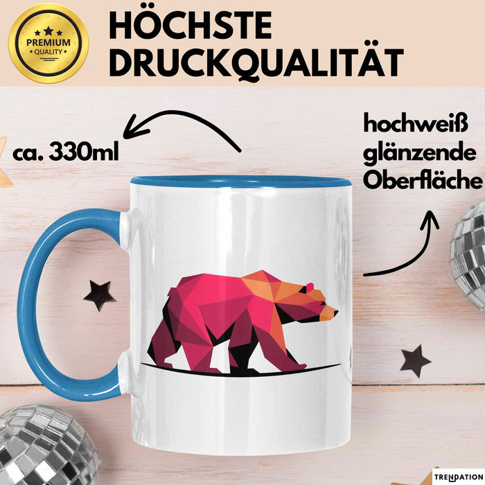 Bär Tierliebhaber Tasse Geschenk Lustige Geschenkidee Spruch Blau Trendation