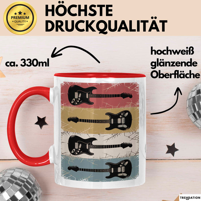Gitarre Musik Retro Musiker Gitarrist Tasse Geschenk Lustige Geschenkidee Spruch Rot Trendation
