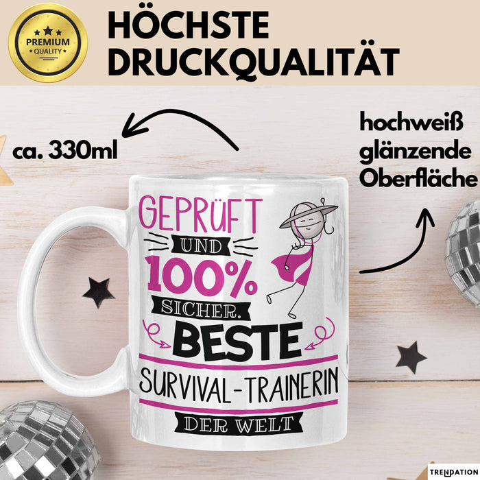 Survival-Trainerin Geschenk Becher Tasse Gott Schuf Alle Menschen Gleich Nur Die Besten Durfeten Survival-Trainerin Werden Geschenkidee Lustig Weiß Trendation