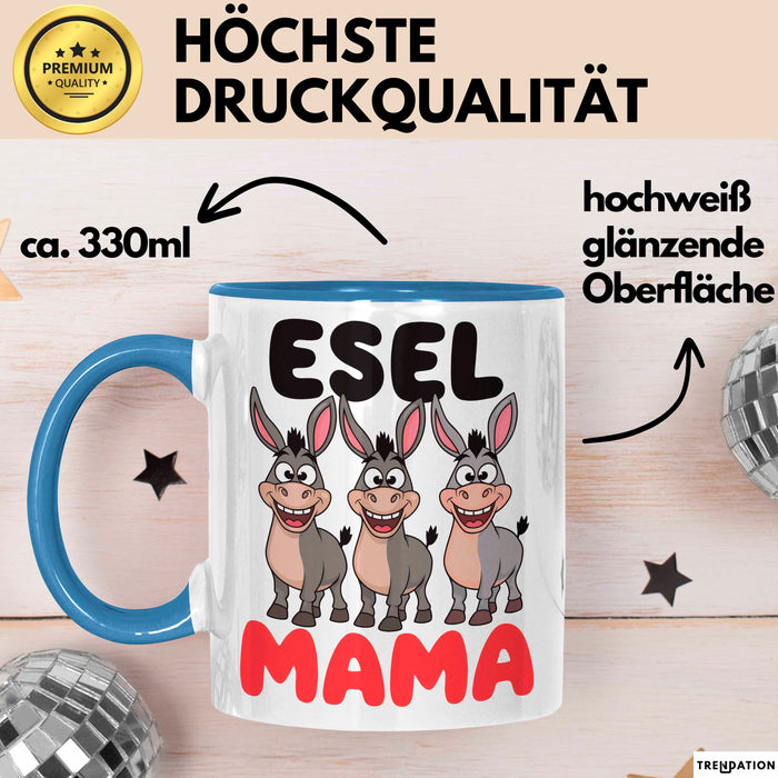 Esel Mama Tasse Geschenk Lustige Geschenkidee Spruch Esel Mama Blau Trendation