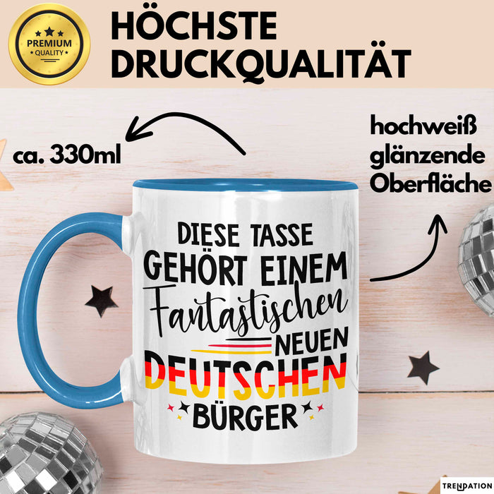 Deutschland Deutscher Bürger Tasse Becher Geschenk Lustige Geschenkidee Spruch Diese Tasse Gehört Einem Fantastischen Neuen Deutschen Burger Blau Trendation
