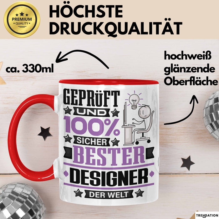 Designer Geschenk Lustiger Spruch für Designer Geschenkidee Bester Designer Der Welt Rot Trendation
