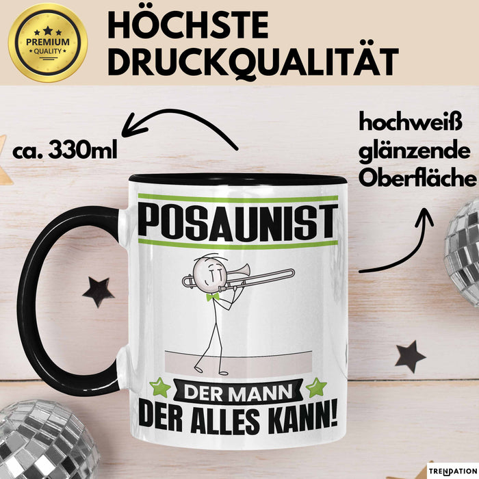 Posaunist Tasse Geschenk für Posaunist Der Mann Der Alles Kann Geschenkidee zum Geburtstag Schwarz Trendation