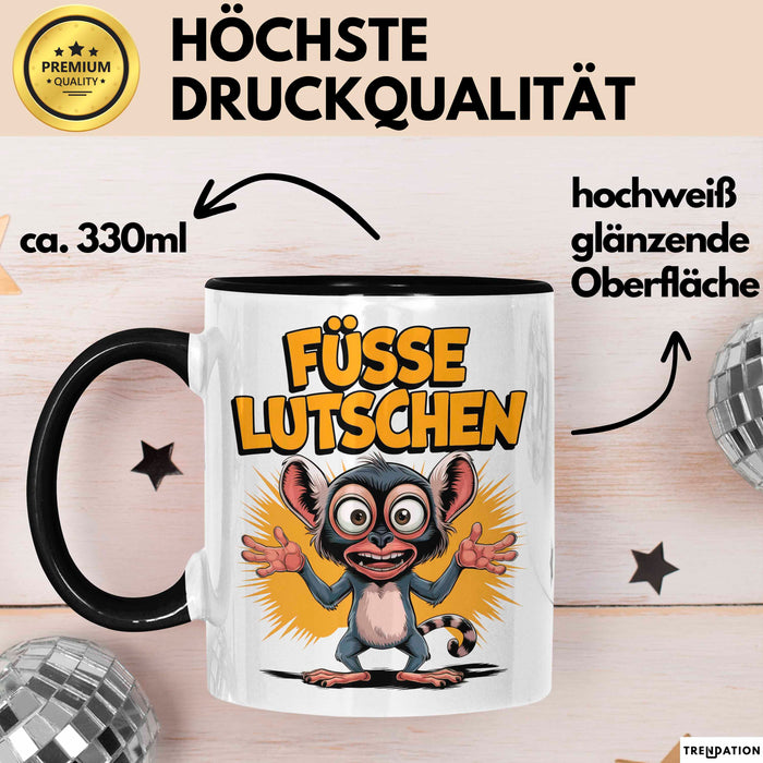 Sarkasmus Sarkastisch Tasse Geschenk Lustige Geschenkidee Spruch Füsse Lutschen Schwarz Trendation