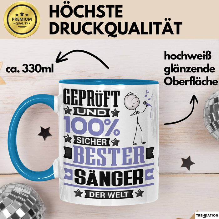 Sänger Geschenk Lustiger Spruch für Sänger Geschenkidee Bester Sänger Der Welt Blau Trendation