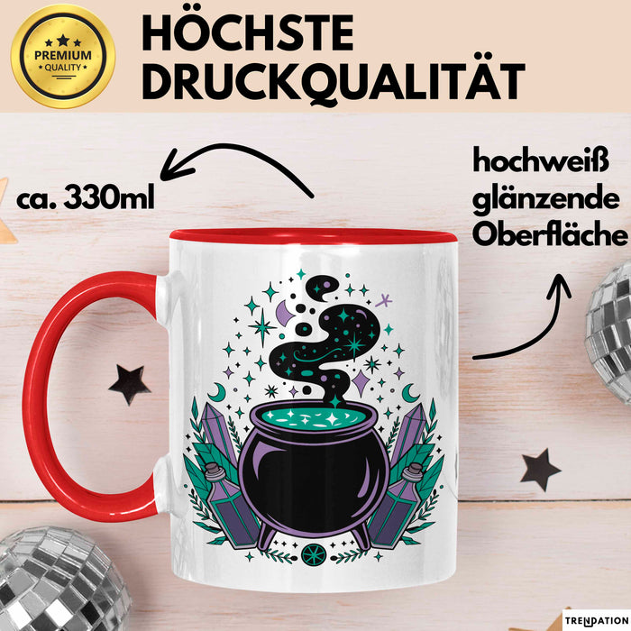 Hexerei Fan Tasse Geschenkidee für Zauberspruch Liebhaber Rot Trendation