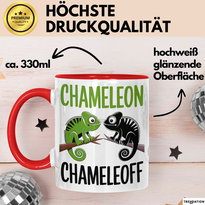 Chamäleon Tier Tasse Geschenk Chamäleon Chamäleoff Reptil Geschenkidee Lustig Rot Trendation