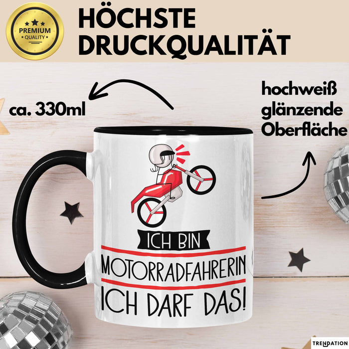 Geschenk für Motorradfahrerin Tasse Lustige Geschenkidee Geburtstag Ich Bin Motorradfahrerin Ich Darf Das Trendation