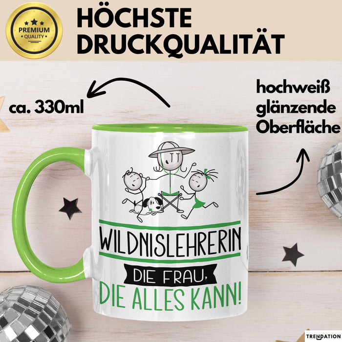 Wildnislehrerin Geschenk Tasse Becher Die Frau Die Allen Kann Geschenkidee für eine Wildnislehrerin Lustig Grün Trendation