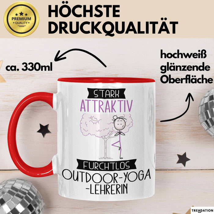 Outdoor-Yoga-Lehrerin Tasse Geschenk Becher Stark Attraktiv Furchtlos Outdoor-Yoga-Lehrerin Lustige Geschenkidee Rot Trendation
