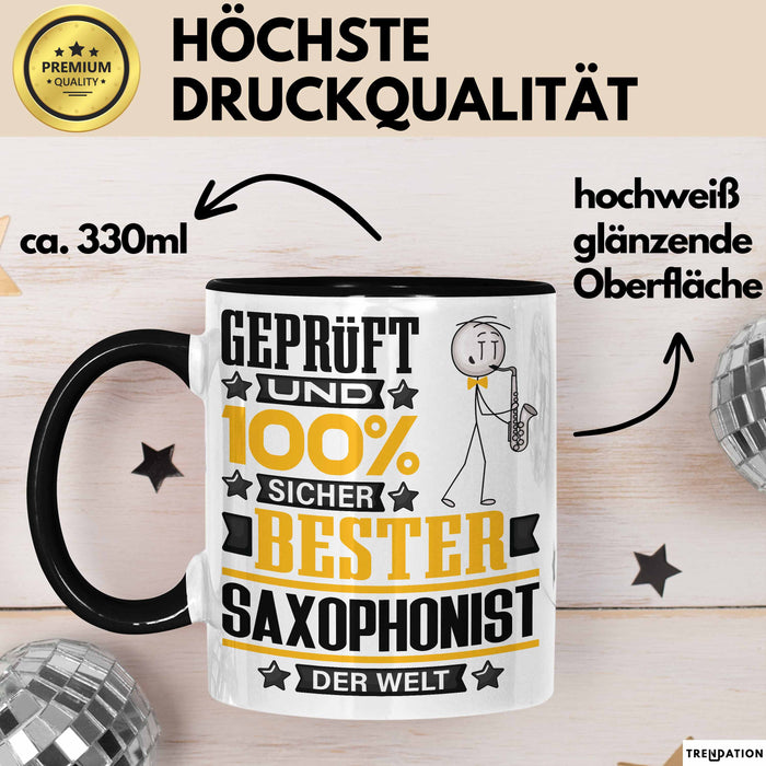 Saxophonist Geschenk Lustiger Spruch für Saxophonist Geschenkidee Bester Saxophonist Der Welt Schwarz Trendation